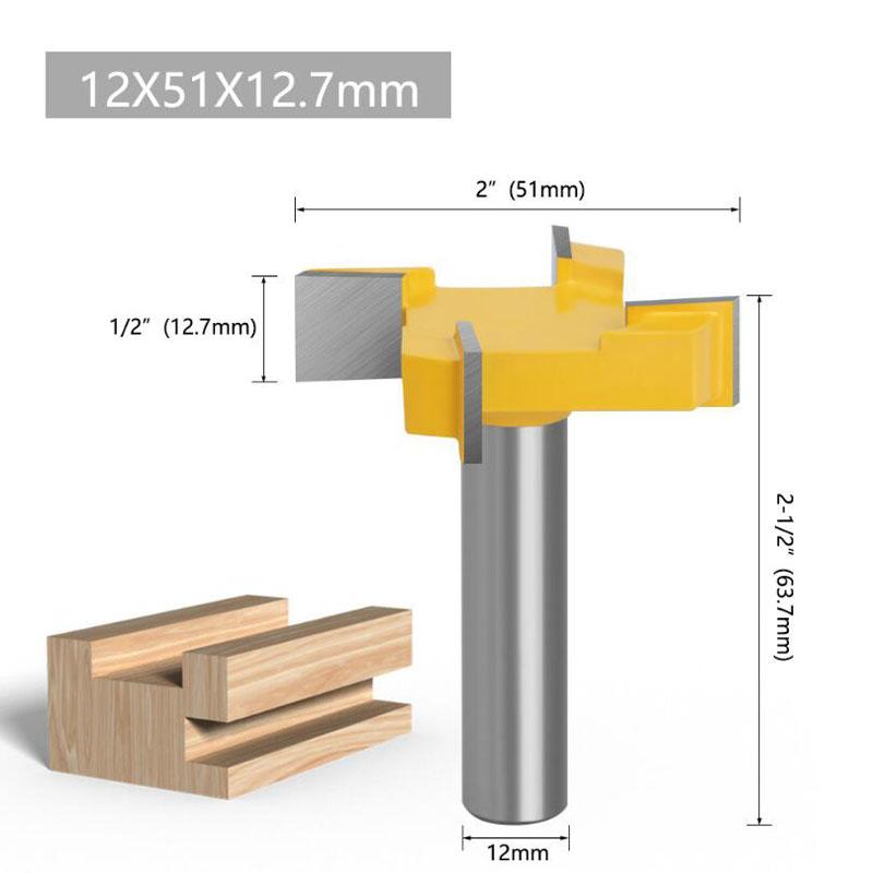 4 Edge T Type Slotting Cutter Woodworking Tool Router Bits For Wood Industrial Grade Slotting Milling Cutter 8mm 12mm 1/2inch Shank