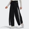Adidas Originals Women's Mid-Rise Loose Fit Striped Breathable Woven Track Pants Black White GN3169