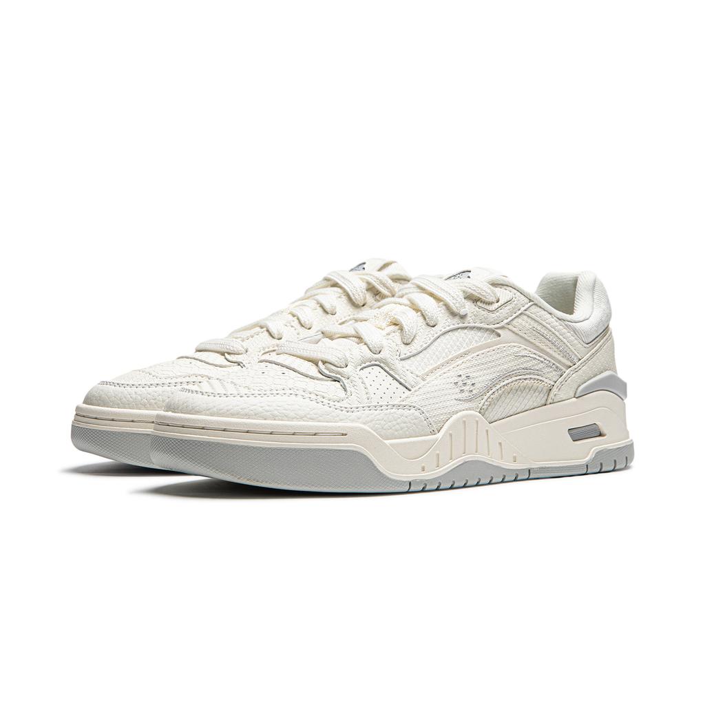 New LiNing Moon White 2.0 Anti Slip Wear Resistant Breathable Height Increasing Low Top Skateboard Shoes Women's Ecru AGCU276-5