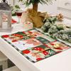 Christmas Table Mat,42x34cm Santa Napkin Cloth Napkins Tablecloth,Non Slip Seasonal Fabric Placemat,Festival Decorative Coaster