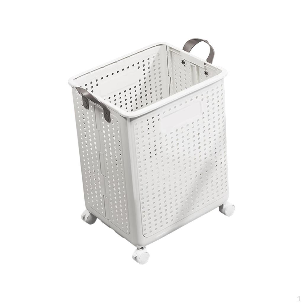 Collapsible Laundry Hamper, Basket with Wheels, Clothes Hanger, Hollowed Out Shopping Bag