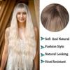 HAIRCUBE Long Wavy Synthetic Wigs Light Blonde Ombre Wigs for Women With Bangs Natural Hairline Heat Resistant Fiber Wig Daily