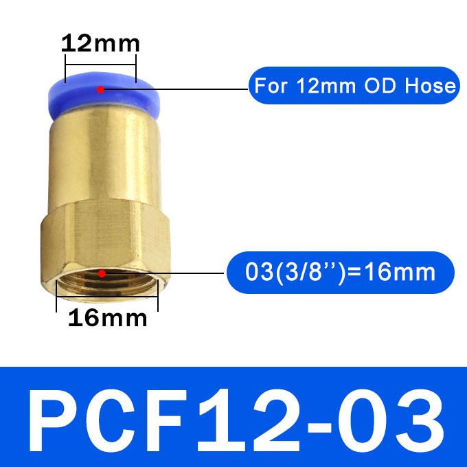 10PCS PCF Pneumatic Air Connector 4 6 8 10 12mm Hose Tube 1/8" 3/8" 1/2" 1/4" BSP Female Thread Brass Quick Pipe Joint Fitting PCV Valves 1