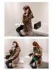 2014 Women's Sexy Mid-Length Leopard Print Faux Fur Trench Coat