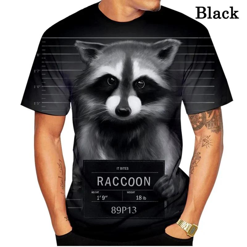 Summer Men's T-shirt 3D Printed Fun Raccoon Casual Comfortable Trendy Street Short Sleeve Plus Size Round Neck Top