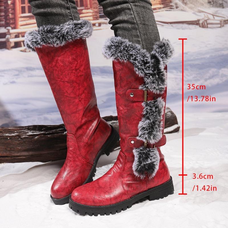 Women's Boots, Snow Boots, Women's Thick-soled High Boots, Leather Thick-heeled Cotton Shoes
