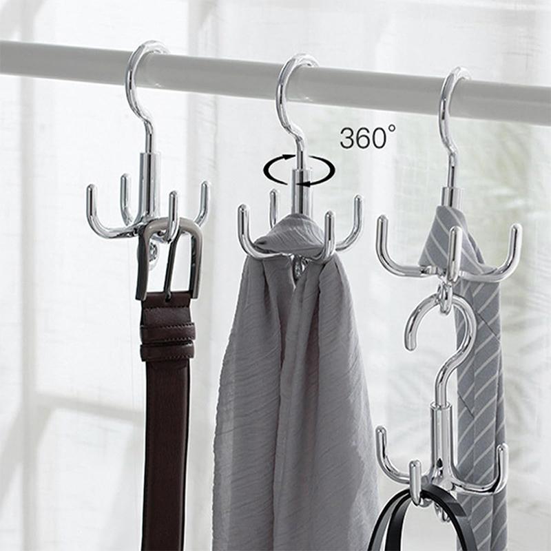 1/2PCS 360° Rotating Hanger Hooks Space Saving Wardrobe Organizer Clothes Rack Bag Shoes Scarf Hanger Closet Hanging Holder