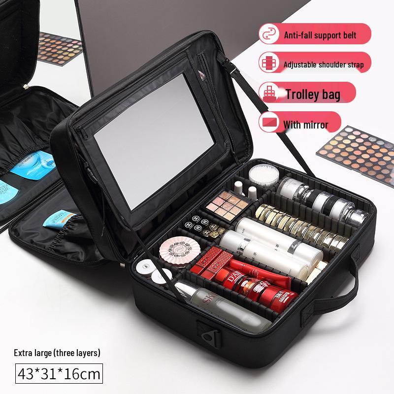 Professional Large Capacity Makeup & Nail Art Storage Box with Handheld Compartments