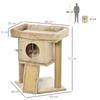 Plush Cat Tree with Cat House and Bed, Jute Scratching Post and Ball, Brown