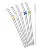 6Pcs Drinking Straw with Brush Set High Borosilicate Glass Flower Bent Straws Set Milk Coffee Shake Cocktail Straw Bar Drinkware