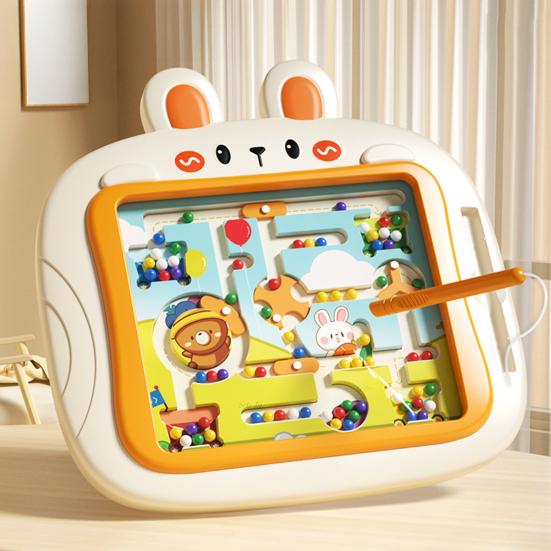 Rabbit Magnetic Bead Board Color Sorting Number Counting Maze Game Fine Motor Skills Beads Matching Kids Educational Preschool Learning Toy