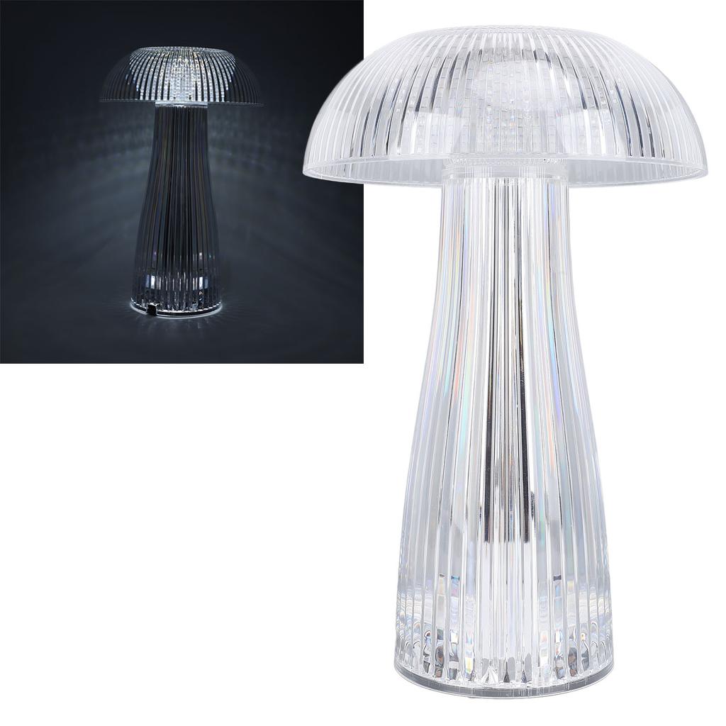 Desk Lamp Acrylic Rechargeable Cordless 3 Color Dimmable Touch Control Portable Mushroom Lamp for Be