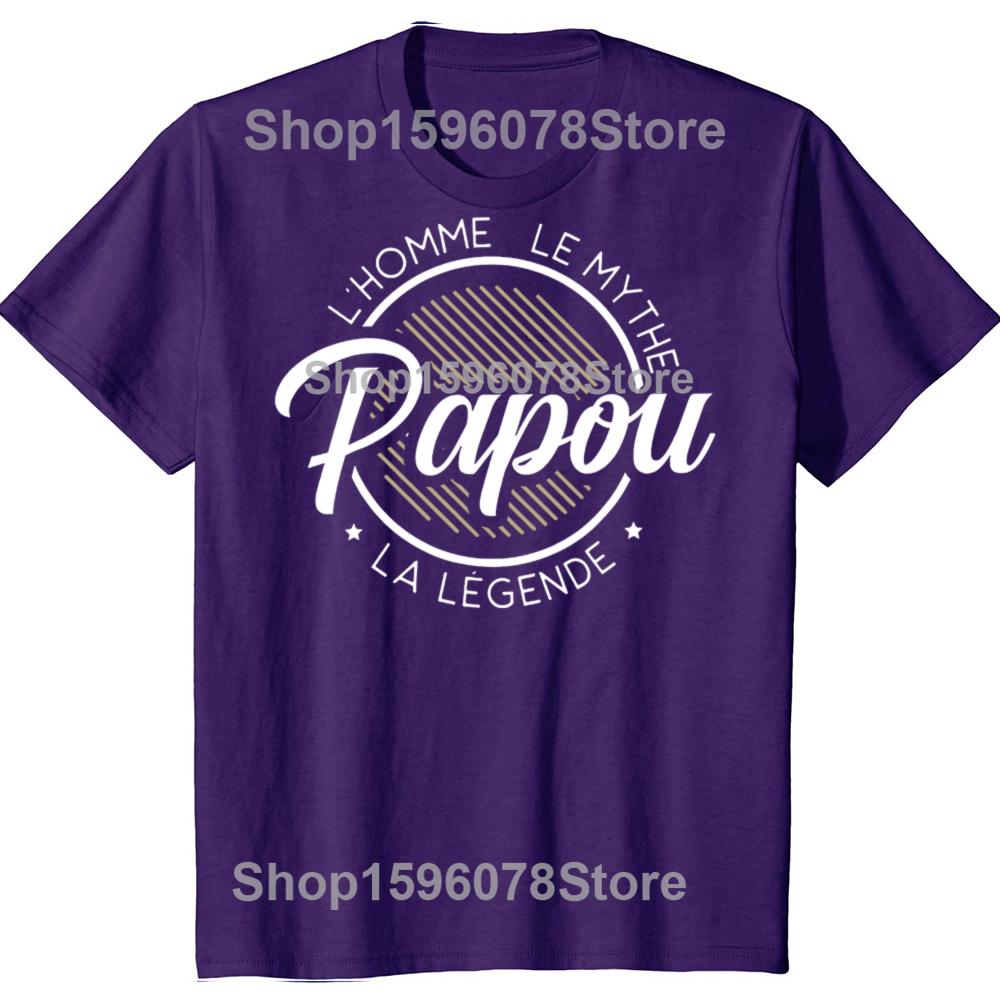 

Papou T Shirt Funny French Text Grandpa Dad Gift Retro Men Clothing EU Size Cotton Casual Round Neck Soft T-shirts Tshirts XL