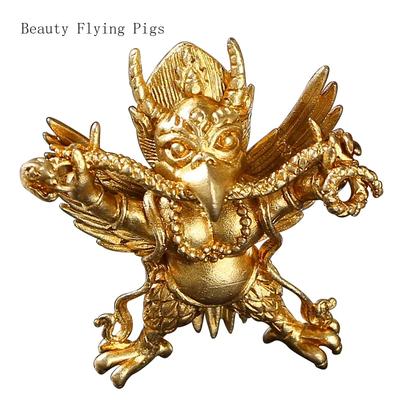 1PCS Tibetan Nepal Pure Copper Golden Winged Bird Pendant Tantric Artifact Personalized Portable Pendant Men's Necklace
