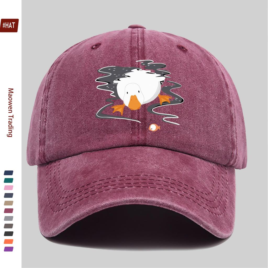 pc Swimming Duck Print Baseball Cap Home Decor Hat Cute Casual Printed Papa Cap Adjustable Strap MultiColor Optional Truck