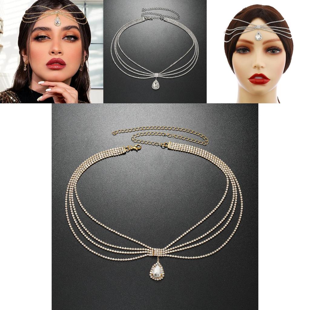 Ethnic Feng Shui Diamond Pendant Design Multi Layer Chain Women Headpiece For Women Travel Gift