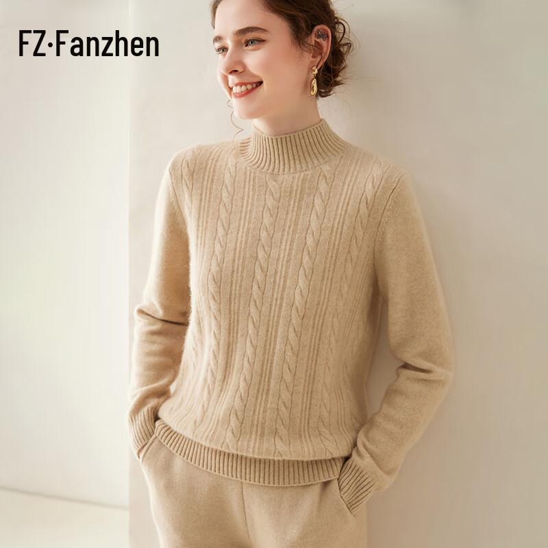 Fanzhen Women's Thickened Cashmere Blend Knit Sweater