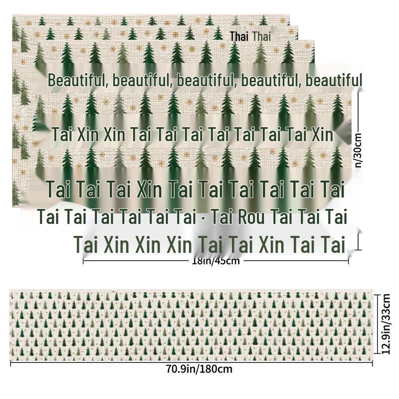 Kerst Linnen Placemat & Tafel Runner Set - Feestelijke Tafeldecoratie & Hittebestendig Kussen