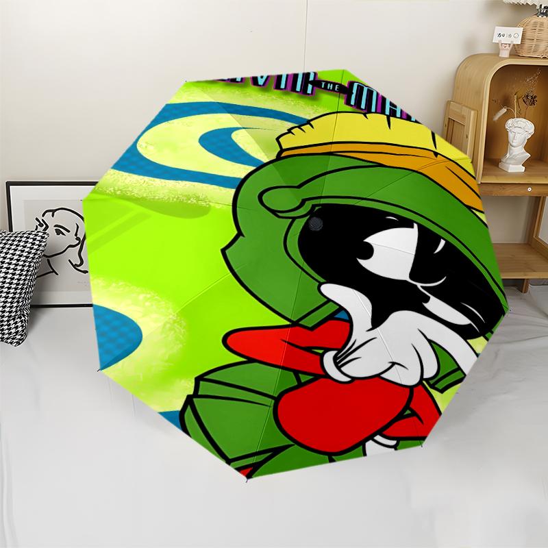 Marvin the Martian1 Print Automatic Umbrella, 8 Rib Iron Frame, Plastic Handle, Suitable for Outdoor Travel &Daily , Ideal Gift