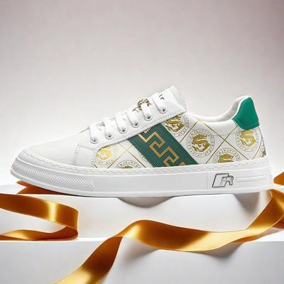 Light Luxury Men's Shoes Spring and Summer New High-end Shoes Men's Genuine Leather Trendy Shoes Casual Versatile White Shoes