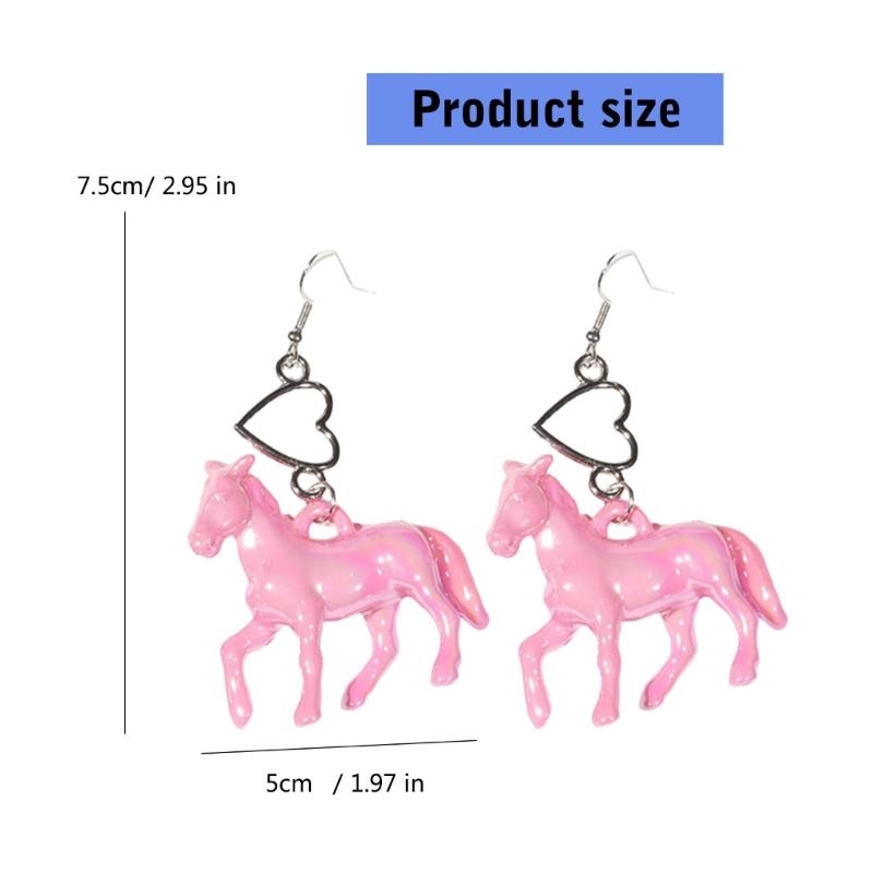 Acrylic Unicorns Earrings Adorable Ponies Heart Charm Ear Rings Unique Earwear Accessories for Fashionable Women