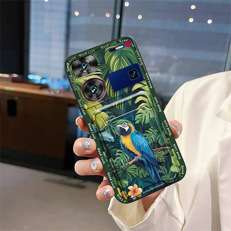 protective Back Cover Phone Case For ZTE Nubia Z60 Ultra TPU Cute Silicone Durable Card slot Soft case Card bag Graffiti