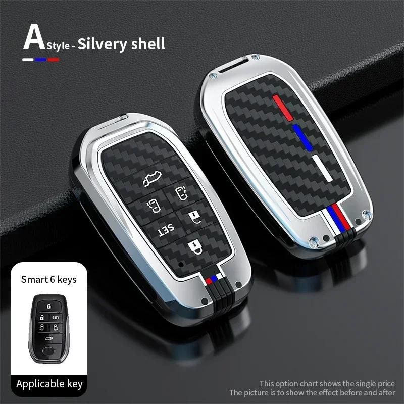 Alloy+Carbon Fider Car Key Case Holder Chain Toyota Alphard VELLFIRE 2012 PREVIA 2019 2020 2021 Car Interior Accessories