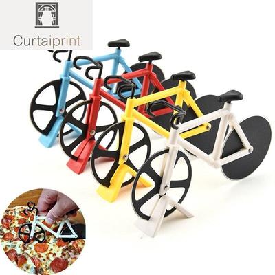 Rotella per pizza per bicicletta Coltello per pizza in acciaio inossidabile per bici Coltello per pizza Affettatrice antiaderente Doppie ruote da taglio Tagliapizza Gadget da cucina