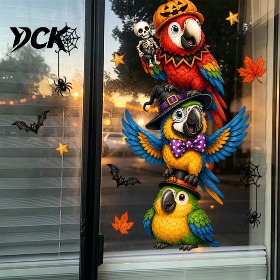 Easy Apply Home Decor Stickers Halloween Window Clings,PVC Waterproof Static Decals, Removable Festive Wall Stickers, Flexible Coverings Animals/Ghost