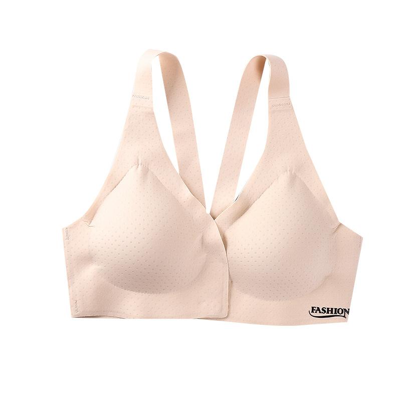 One-piece Ice Silk Seamless Steel Ring, Front Buckle Adjustment Type, Gather and Close Sub-breasts, Beautiful Back, Sports Underwear, Women's Bra
