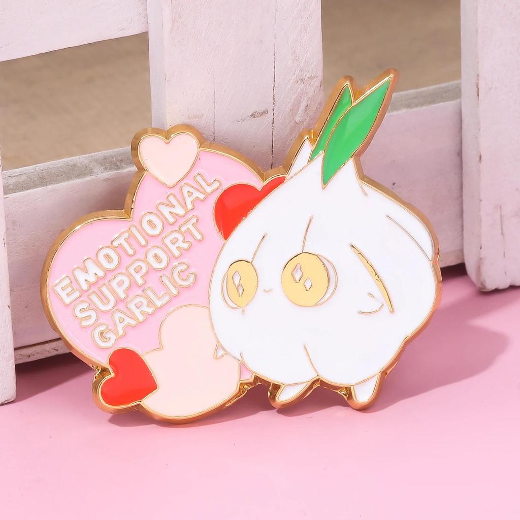 Emotional Support Garlic Brooch Positive Cute Heart Love Inspirational Pins Badge Backpack Decoration Jewelry Accessories Gifts