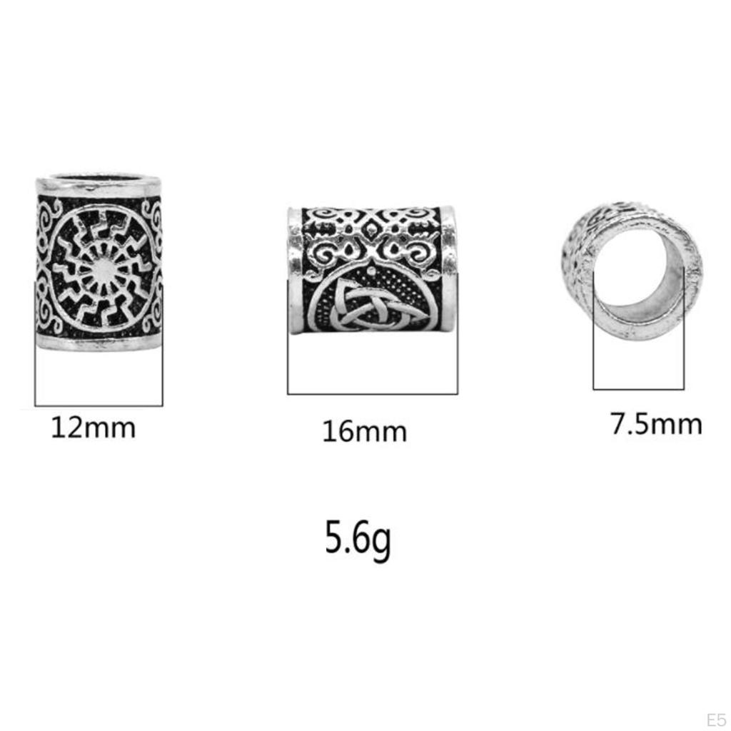 Wikinger Runen Haarbart Perlen, für Armbänder Anhänger Halskette DIY, Perlen Zöpfe,