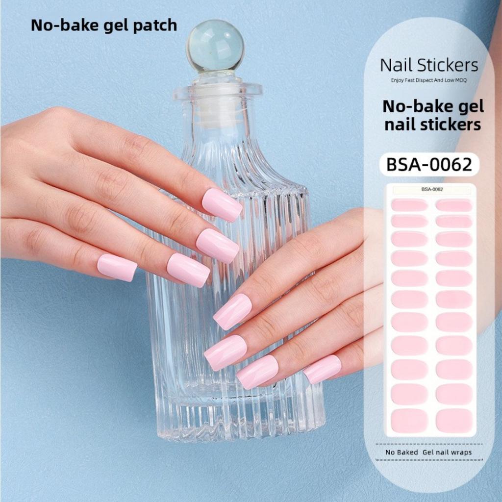 Nail Art Sticker Free Baking Solid Color Semi-Curing Nail Sticker