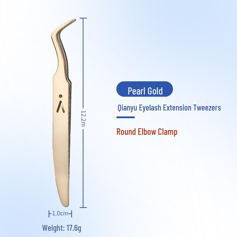 Gold Feather Stainless Steel Eyelash Tweezers Set - Heat-Treated Precision Beauty Tools