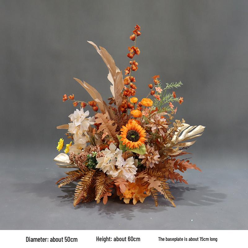 Autumn Floral Background Set: Caramel Silk Flowers for Wedding & Ceiling Decorations