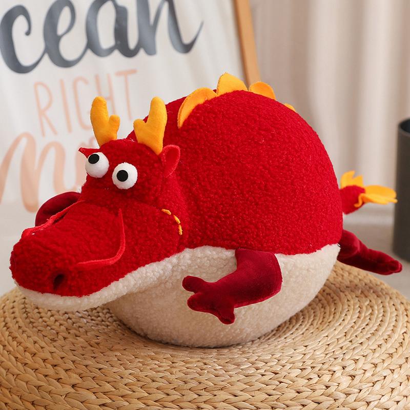 New Cute Cartoon Dragon Plush Throw Pillow Toy Anime Stuffed Animals Round Fat Chubby Plushies Cushion Doll For Home Decor