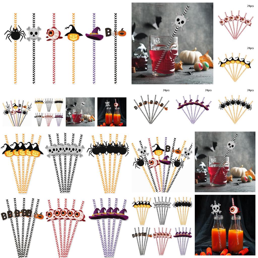 Eye-catching Halloween Pumpkin And Spider Straw Attachments