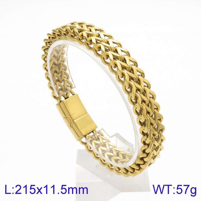 Hand Jewelry, Simple Personalized Woven Double-Row Front And Back Keel Flat Buckle Titanium Steel Men'S Bracelet
