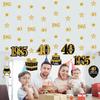 Pre-Strung Black Gold 40th Birthday Decorations for Men Women, Glitter Star Twinkle Number 40 Years Old Vintage 1985 Hanging Streamer Banner Happy