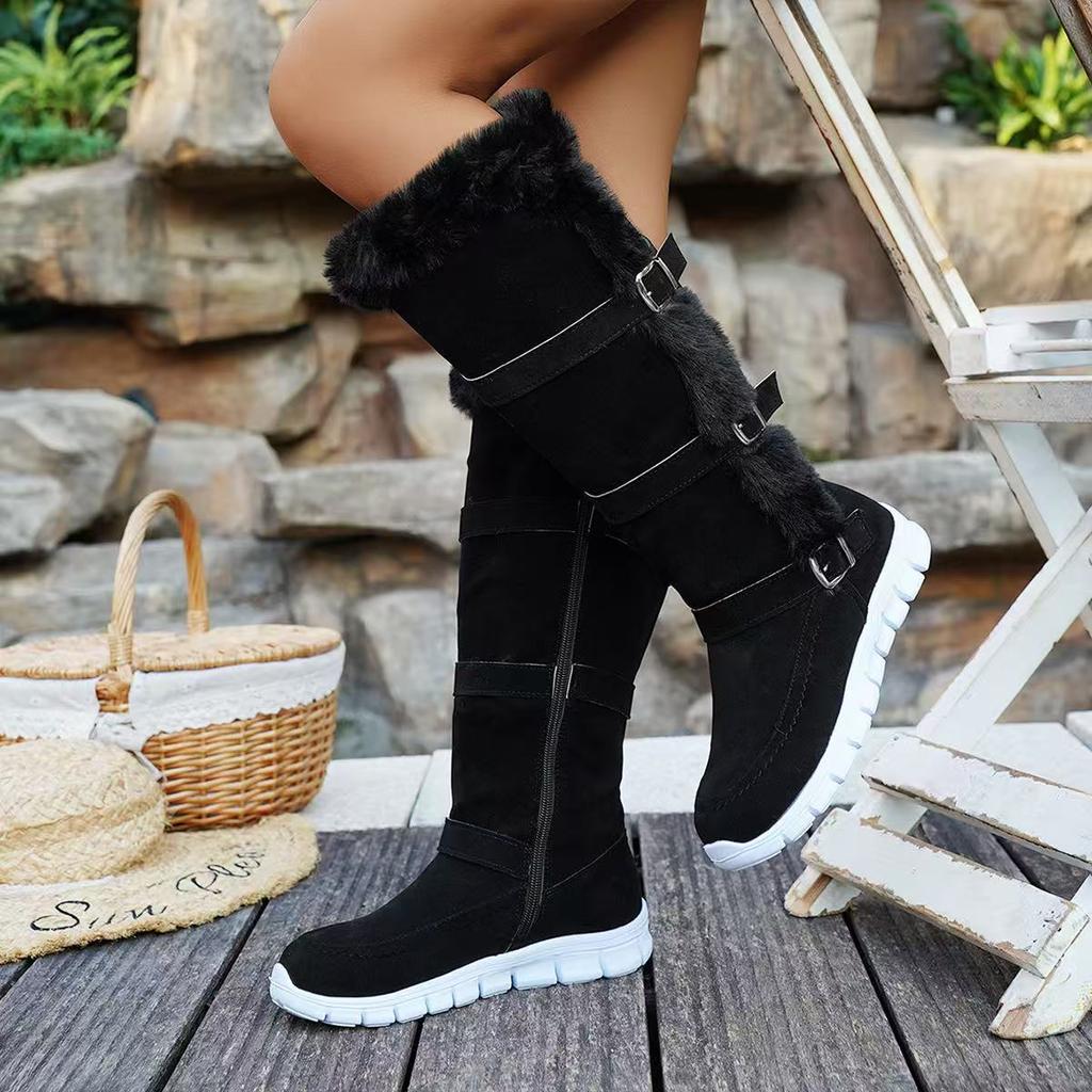 Women Over-the-Knee Boots Casual Plush Ankle Boots Flats Gladiator Sport Shoes Ladies Winter Fur Warm Chelsea Snow Boots Women
