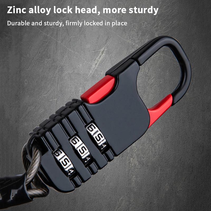 Bicycle Lock Bike Mini 3 Digit Password Lock Wire Mountain Bike Frame Durable Steel Wire Cable Helmet Locks Bicycle Accessories