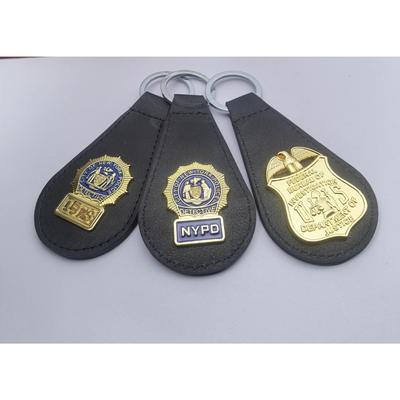 États-Unis New York NYPD FBI FBI Porte-clés Métal Cuir Vachette