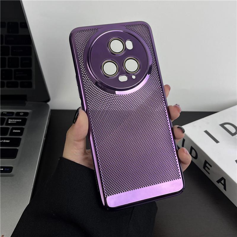 Full Cover Plating Grid Heat Dissipation PC Case With Lens Film For Honor Magic5 Magic 5 Pro Back Shell Protector