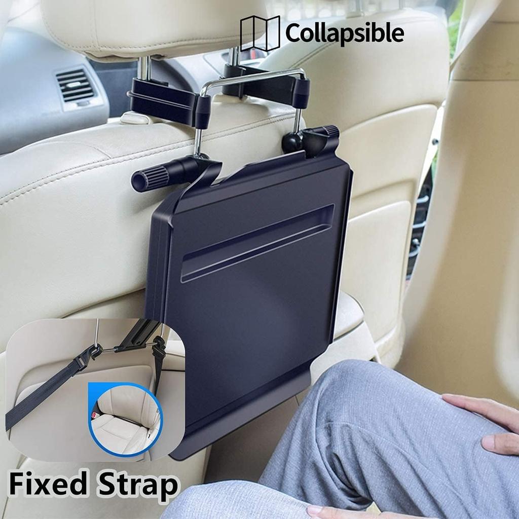 2 in 1 Car Steering Wheel Desk Food Desk Car Back Seat Tray Table Black Car Desk for Eating Food Drink and Writing Laptop Work