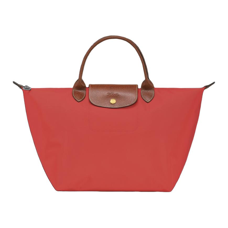 

Longchamp Le Pliage Original Embossed Logo Zipper Recycled Canvas Tote Bag Medium Women Tote Bags Tomato-Red 1623089P94 Tomato Red