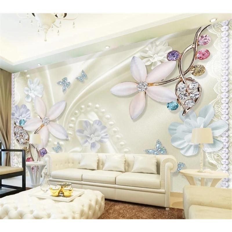 Wallpaper Gorgeous Jeweled Diamond Flower 3d Murals Tv Backdrop Living Room Bedroom Mural Wallpaper For Walls