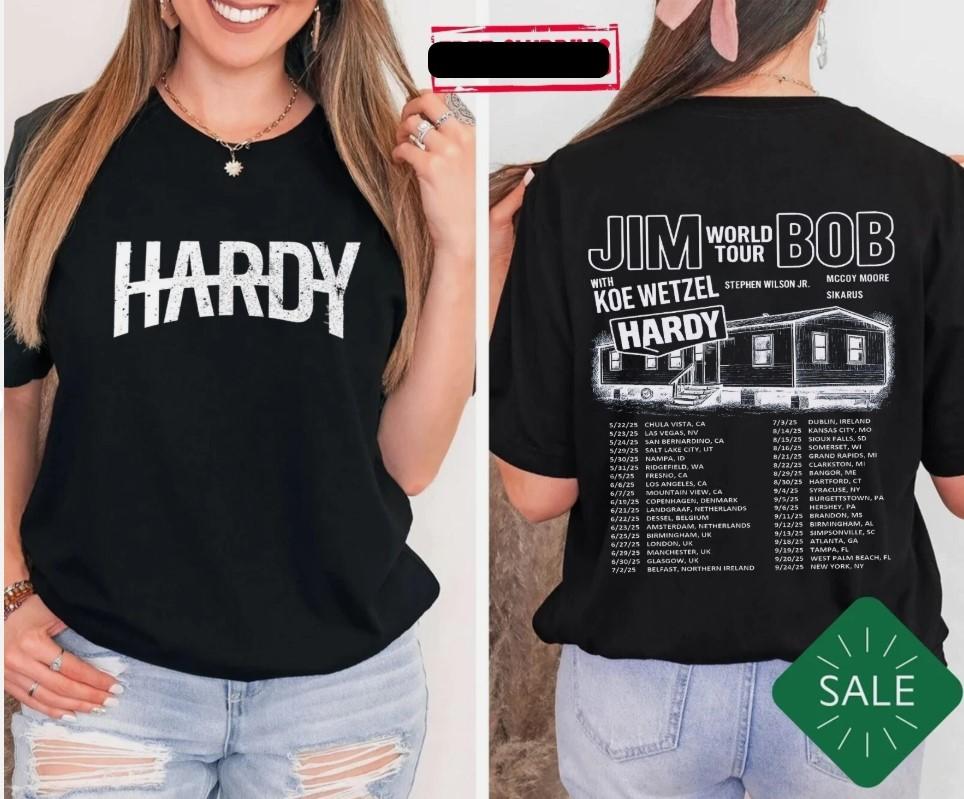 Hardy Music Tour JIM World Tour BOB Hardy and Koe 2025 Country Music T-Shirt Unisex T-Shirt M