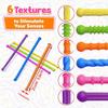 6 pcs Colorful Silicone Sensory Sticks Autism Textured Calming Fidget Toy Classroom Student Anxiety Relief Travel Relaxation Toy