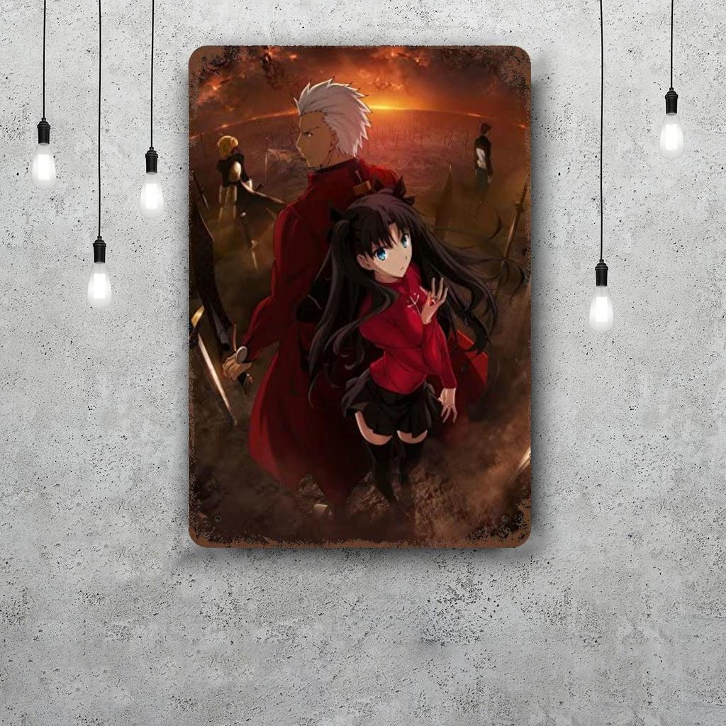 shirou emiya anime Retro Vintage Tin Sign Poster Decorative Plaque Metal Plate Wall Decor