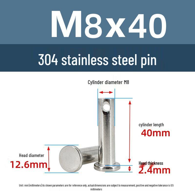 304 Stainless Steel Cylindrical Flat Head Positioning Pin with Hole (M3-M10)